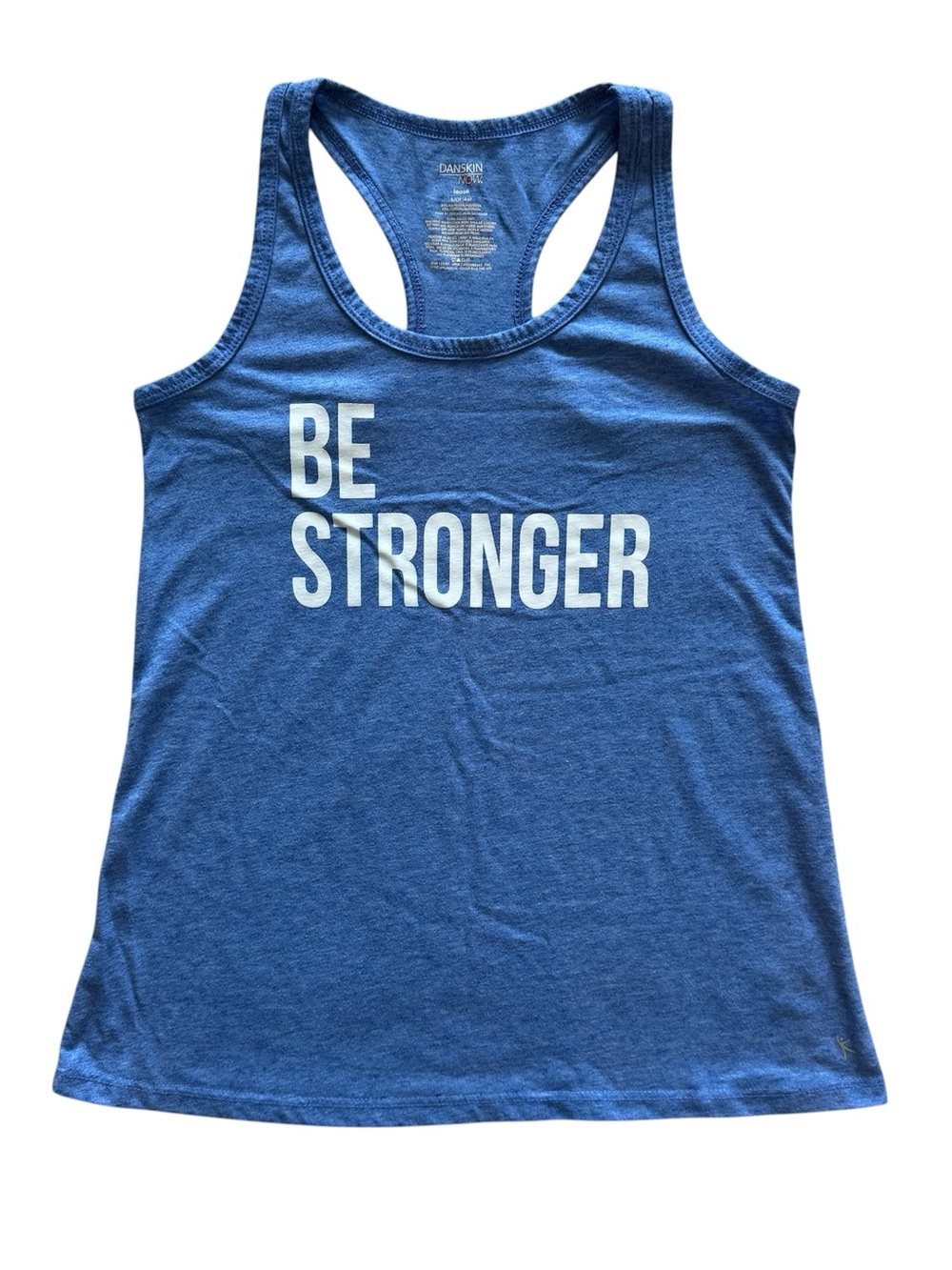 Danskin Now Blue Racerback Workout Athletic Gym Yoga Graphic Tank Large